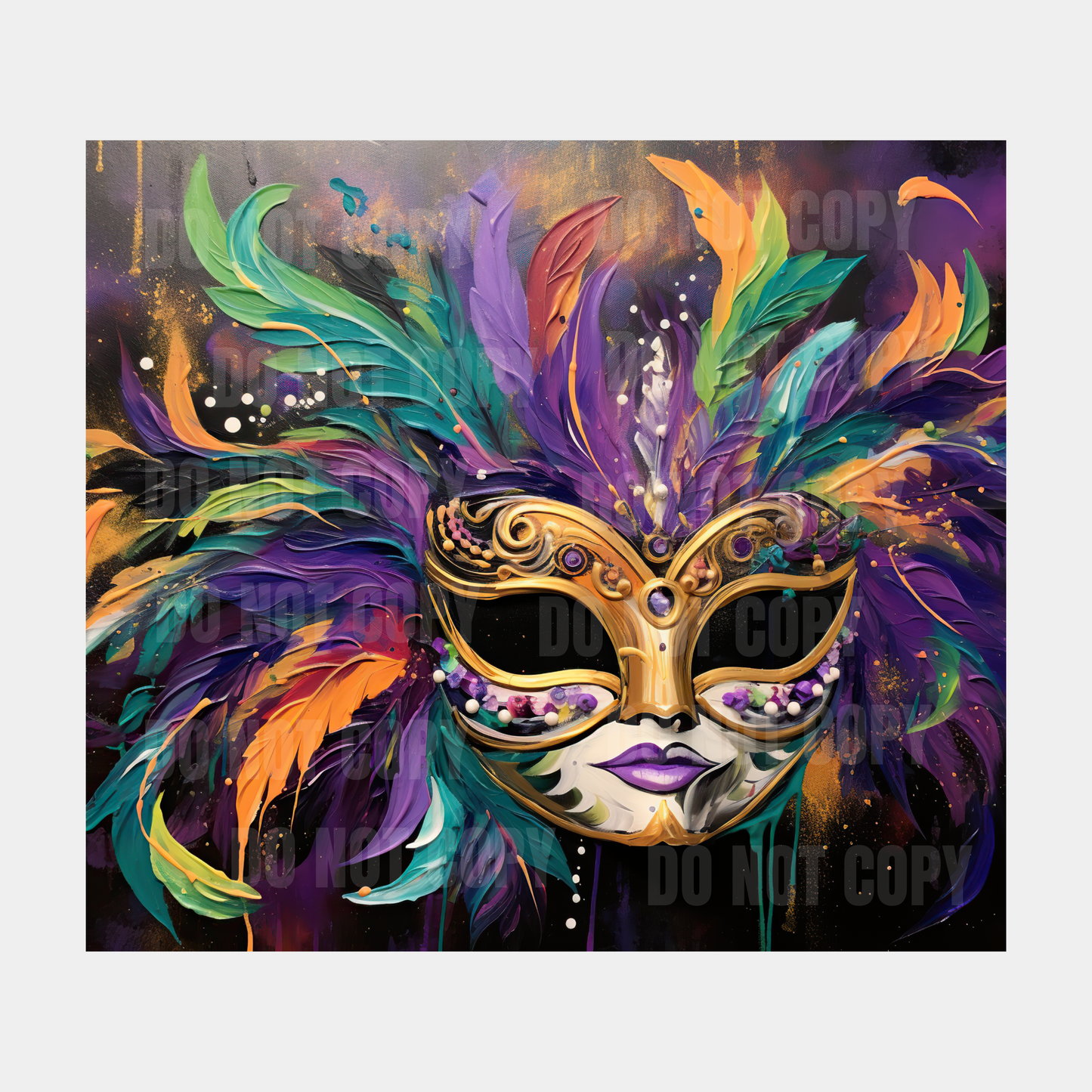 Mardi Gras Mask Sublimation Tumbler Transfer 5