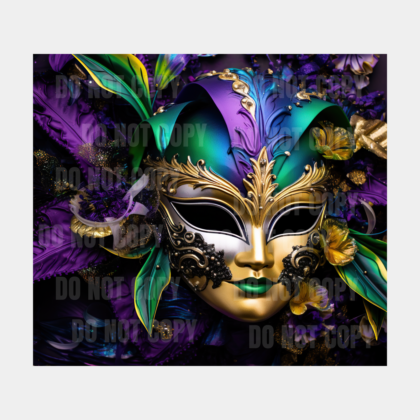 Mardi Gras Mask Sublimation Tumbler Transfer 6