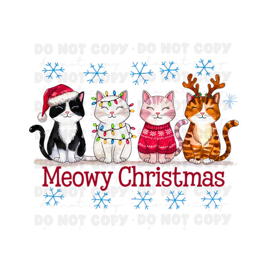 Meowy Christmas Tumbler Sublimation Transfer