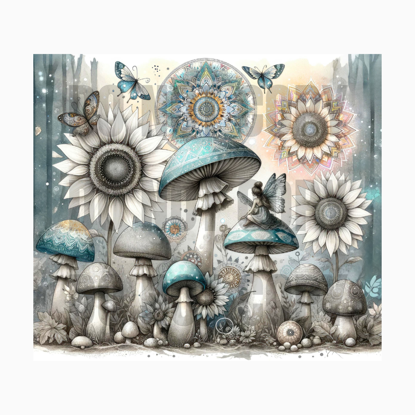 Mushrooms Fairy Sublimation Tumbler Transfer