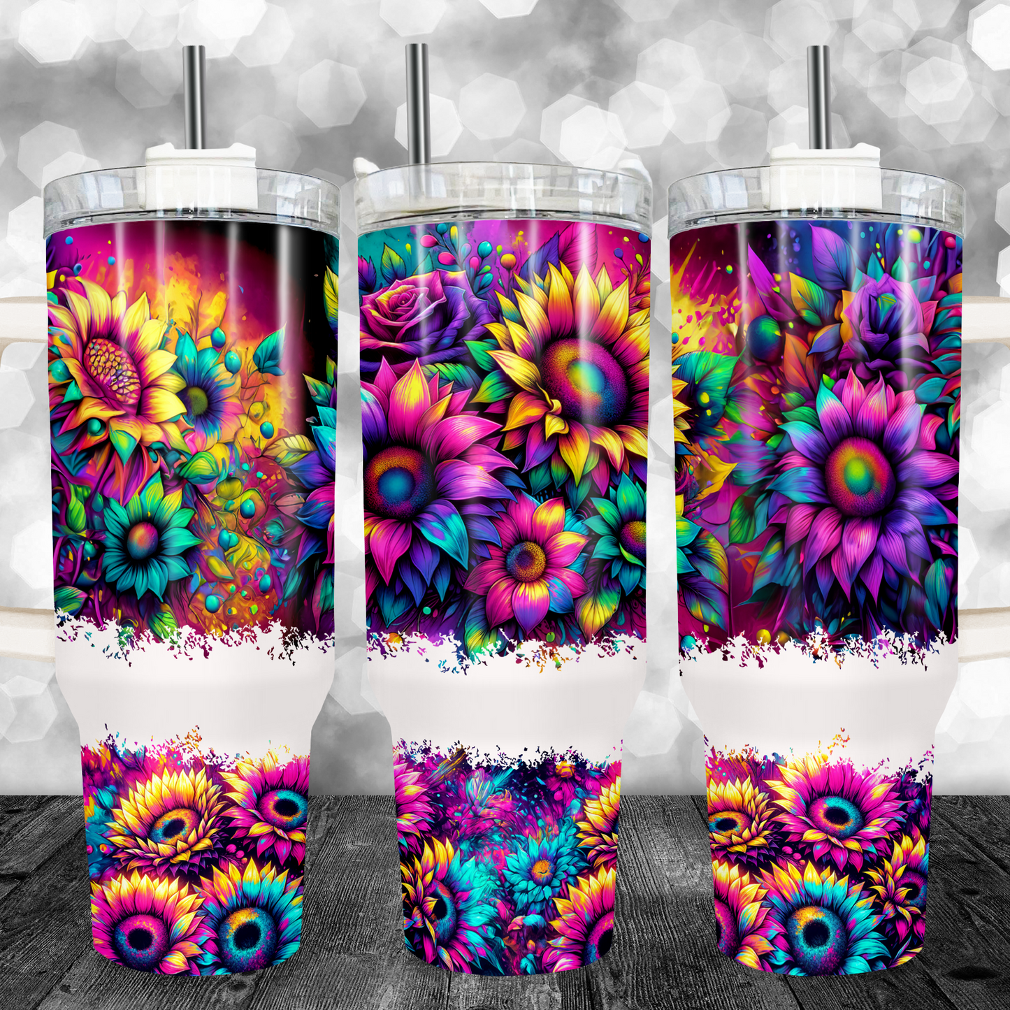 Neon Florals 40oz Tumbler Sublimation Transfer ONLY