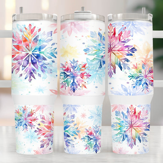 Neon Snowflakes 40oz Tumbler Sublimation Transfer ONLY