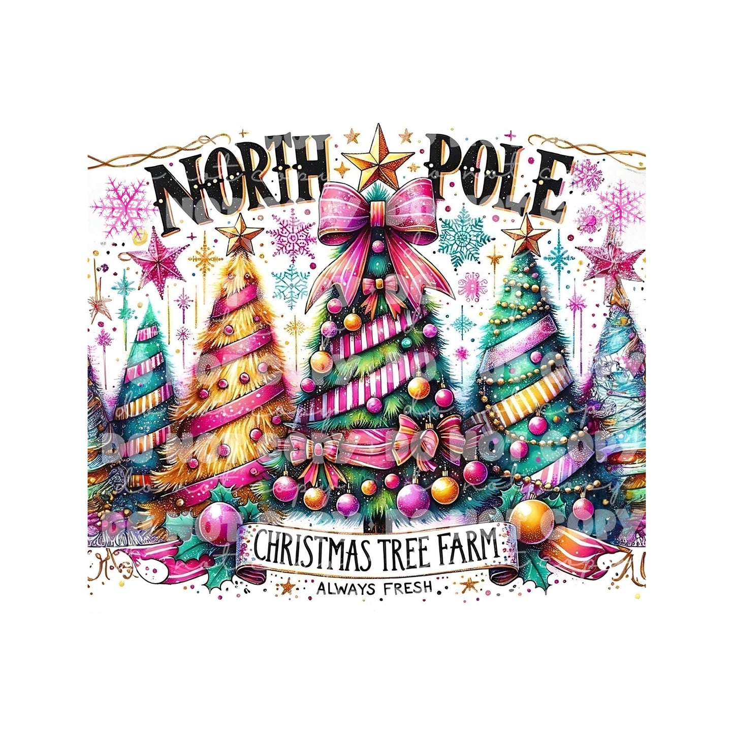 North Pole Christmas Tumbler Sublimation Transfer