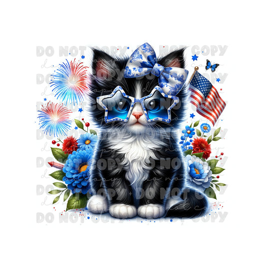 Patriotic Kitten Tumbler Sublimation Transfer