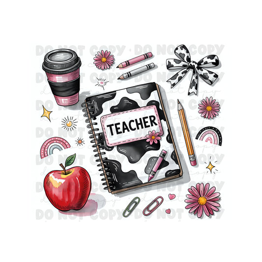Cow Print Teacher Tumbler Sublimation Transfer