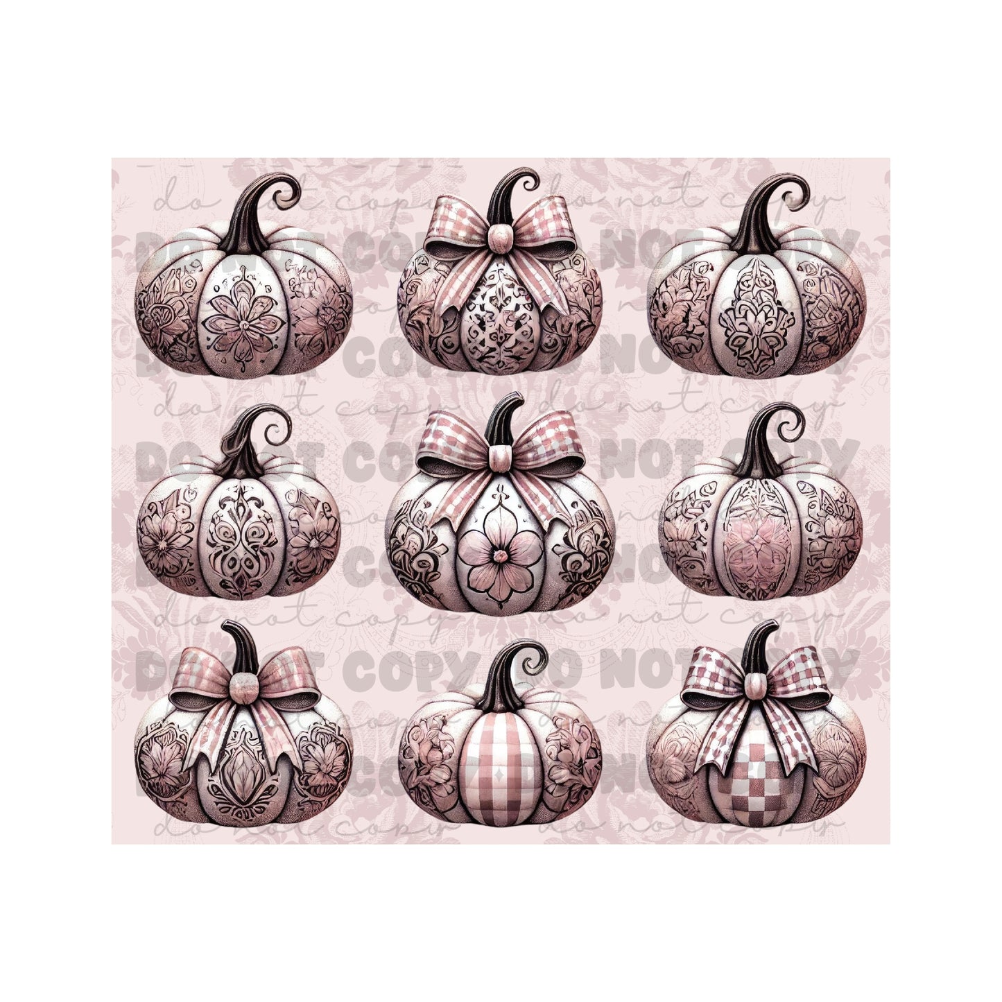 Pink Pattern Pumpkins Sublimation Tumbler Transfer