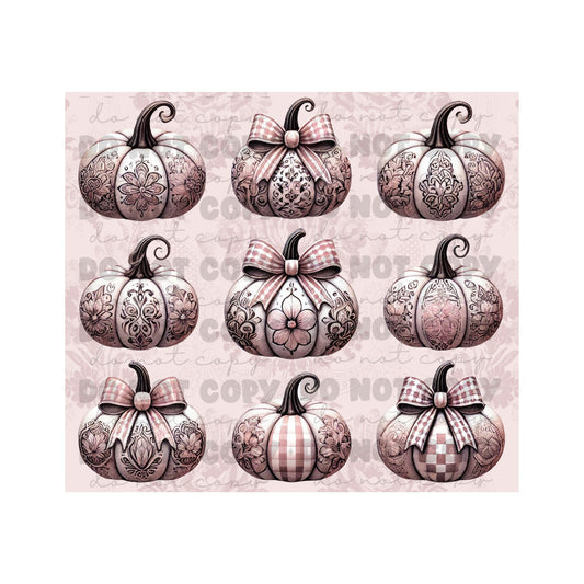 Pink Pattern Pumpkins Sublimation Tumbler Transfer