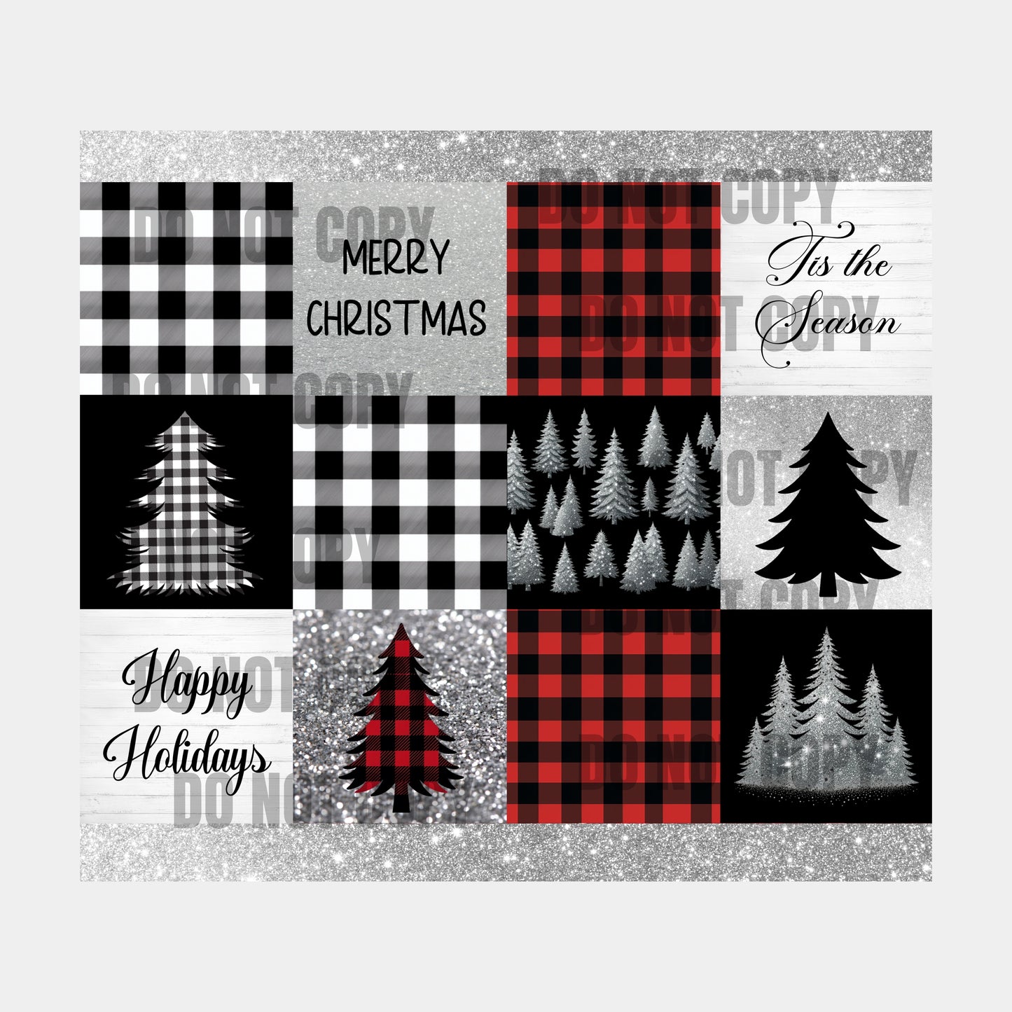 Plaid Christmas Trees Sublimation Tumbler Transfer