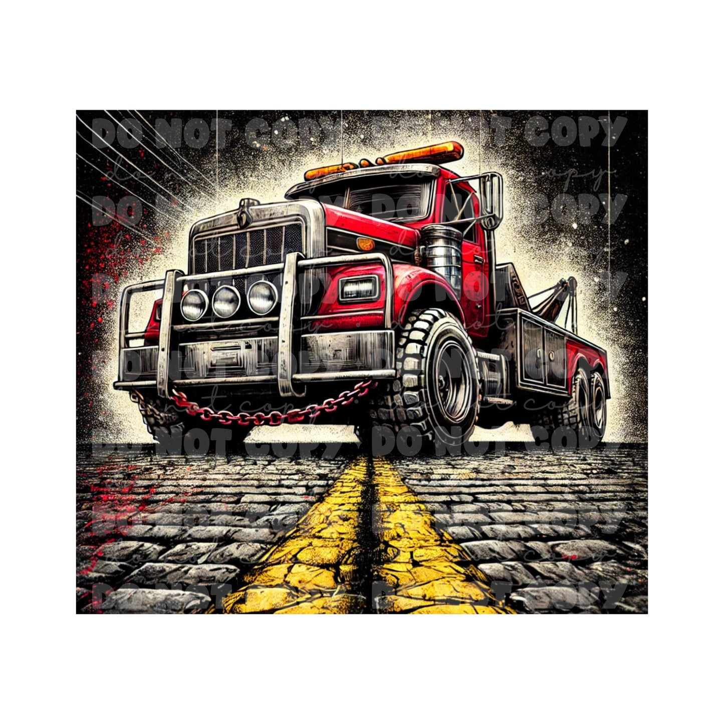 Red Tow Truck Tumbler Sublimation Transfer