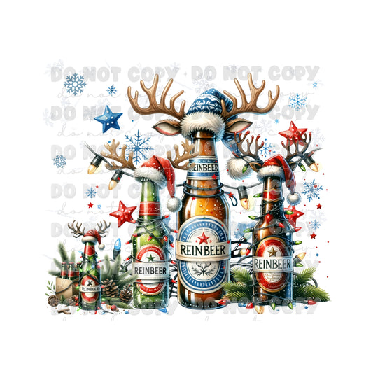 Reinbeer Christmas Sublimation Tumbler Transfer