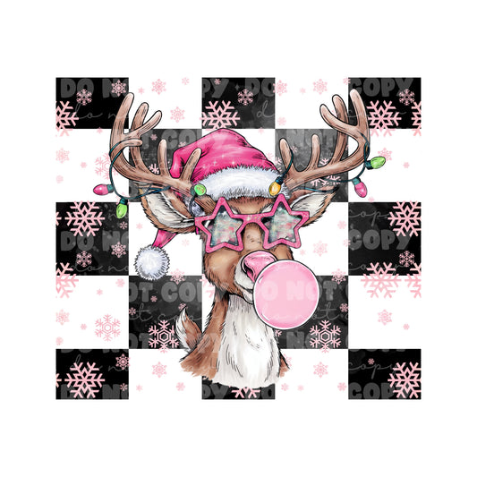 Reindeer Black Tumbler Sublimation Transfer