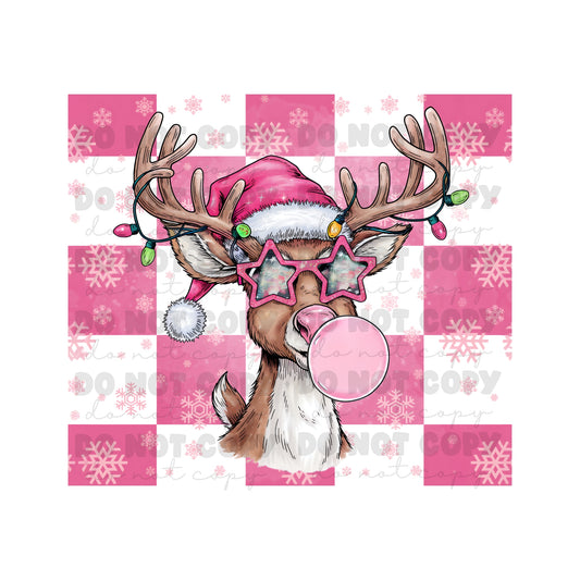 Reindeer Pink Tumbler Sublimation Transfer