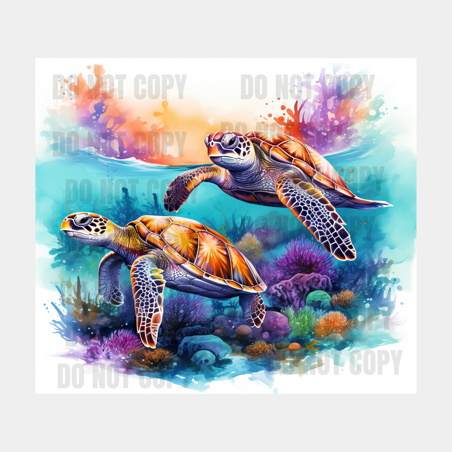 Sea Turtles Sublimation Tumbler Transfer 2