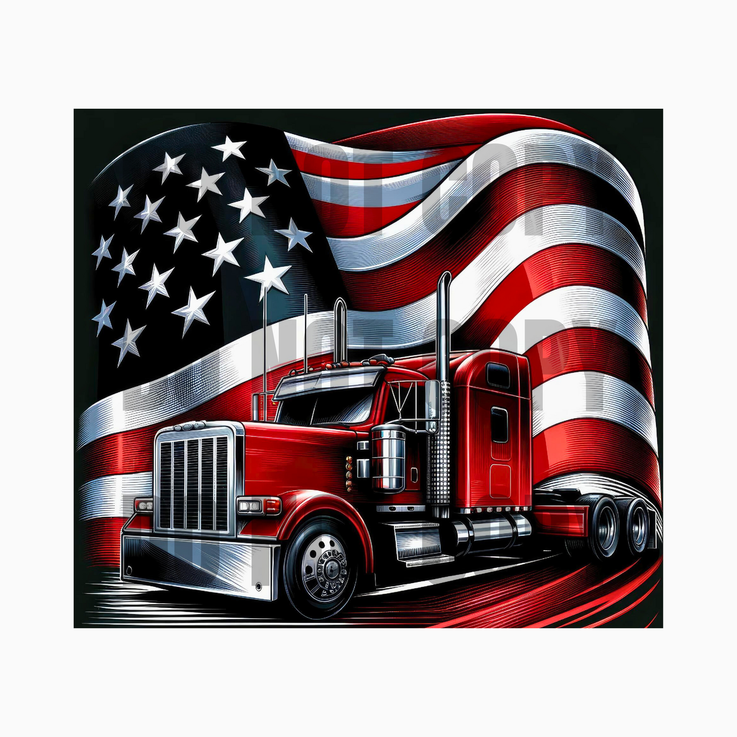 Semi Truck Flag Sublimation Tumbler Transfer