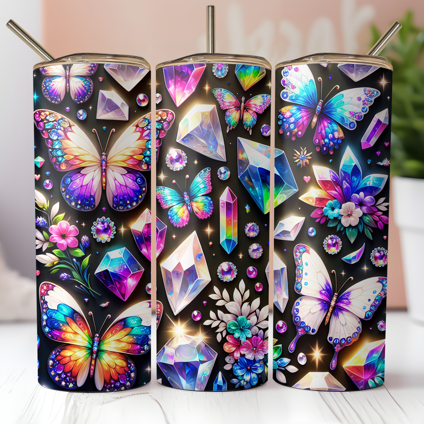 Sparkle Butterflies Tumbler