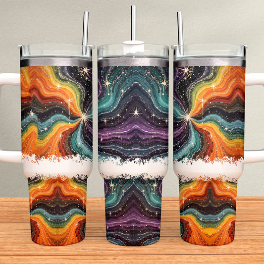 Galaxy Glitter 40oz Tumbler Sublimation Transfer ONLY