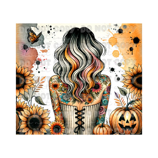 Tattoo Fall Girl Sublimation Tumbler Transfer