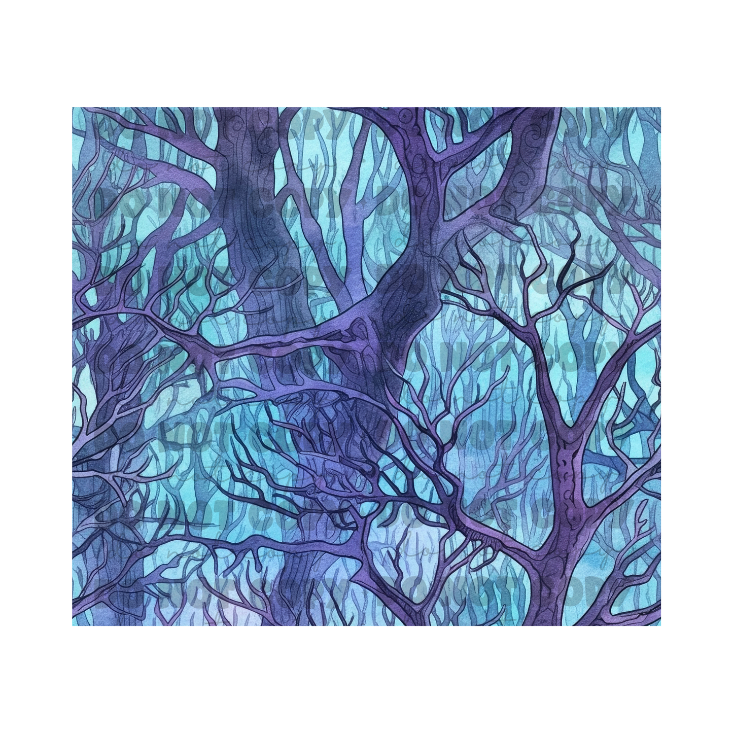 Teal Trees Sublimation Tumbler Transfer