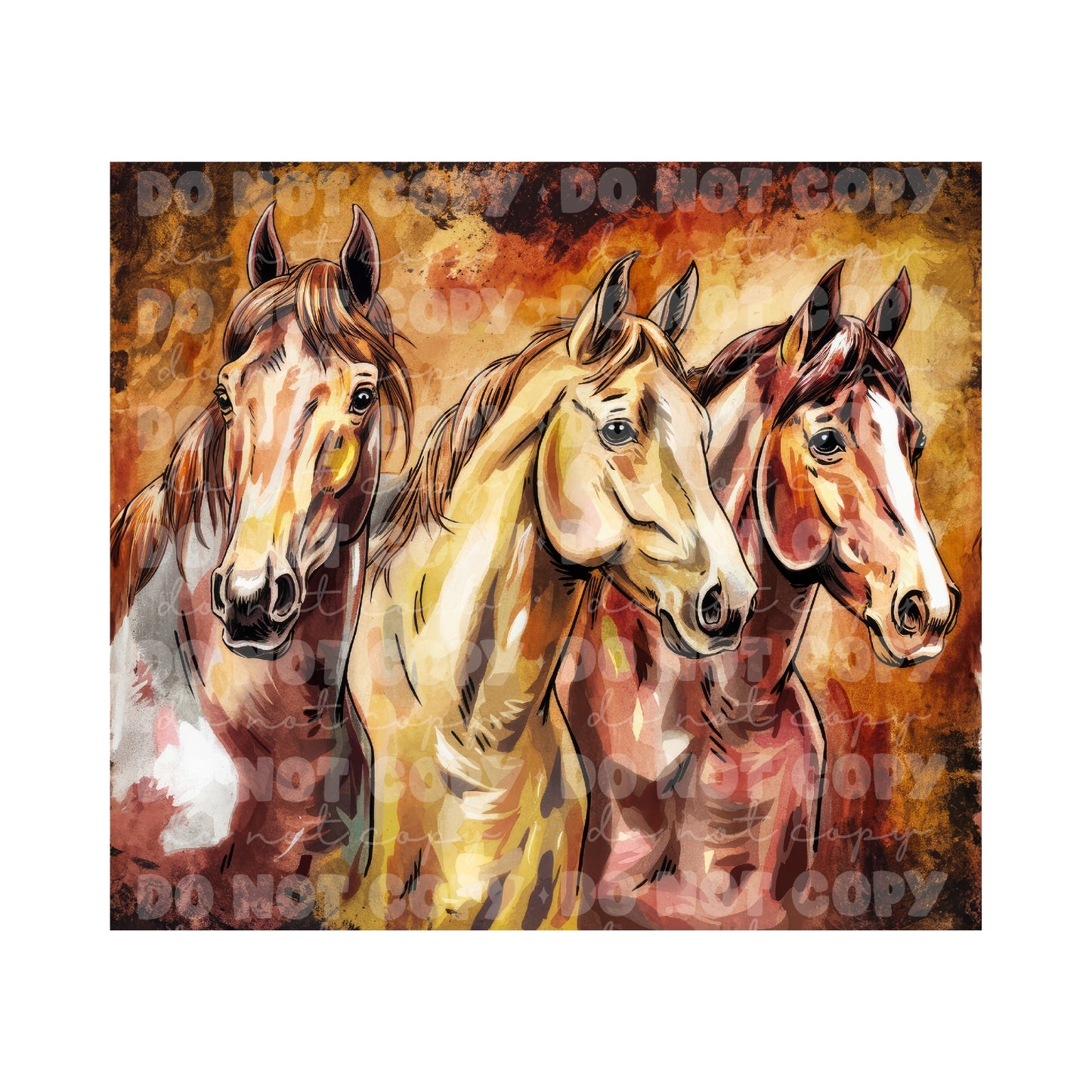 Three Horses Sublimation Tumbler Transfer