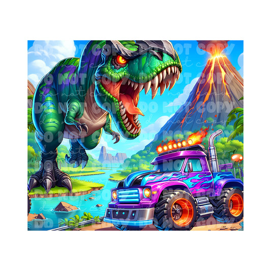 T Rex Truck Tumbler Sublimation Transfer