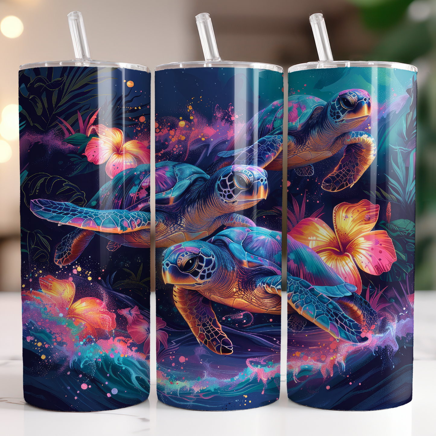 Neon Turtles Tumbler