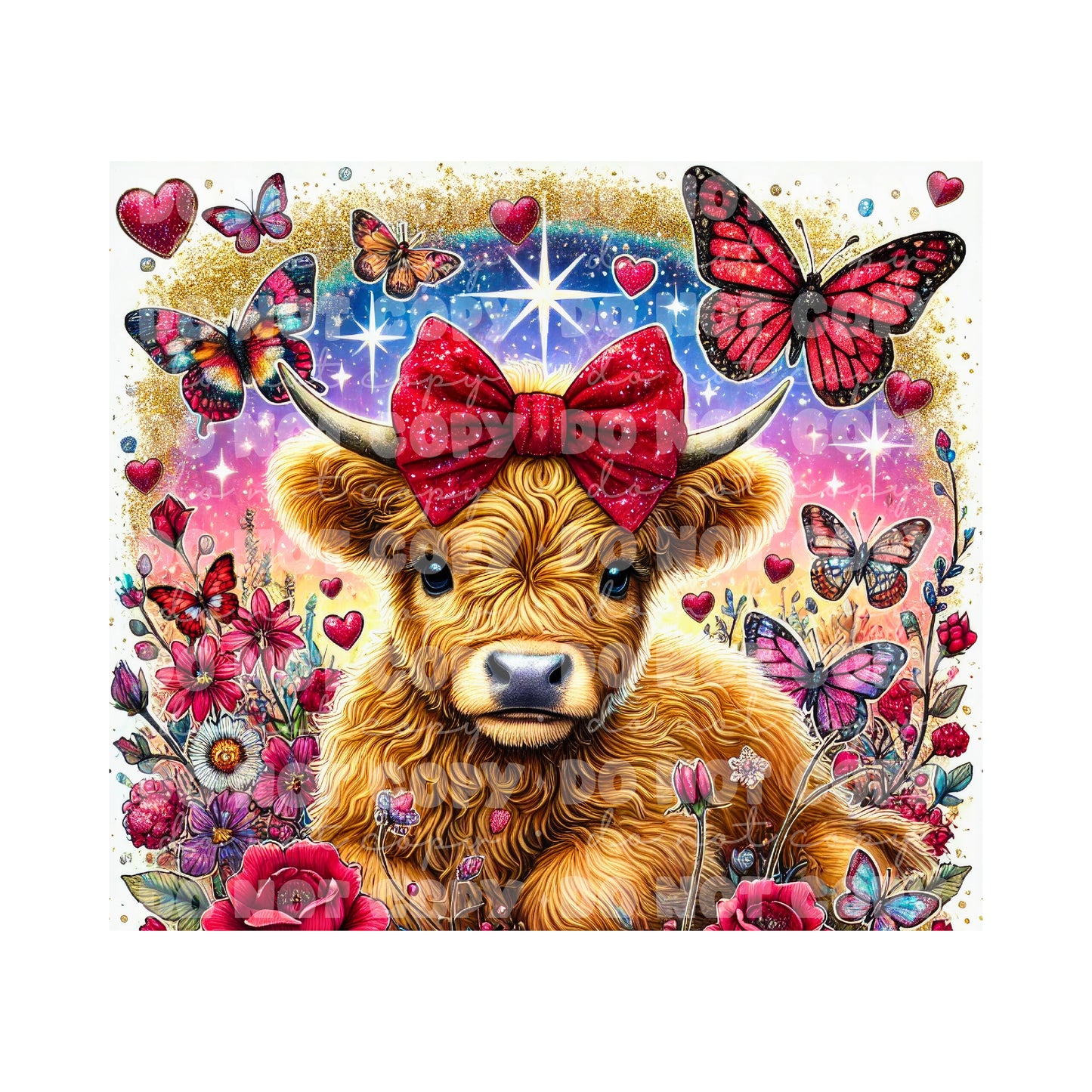 Valentine Highland Cow Tumbler Sublimation Transfer