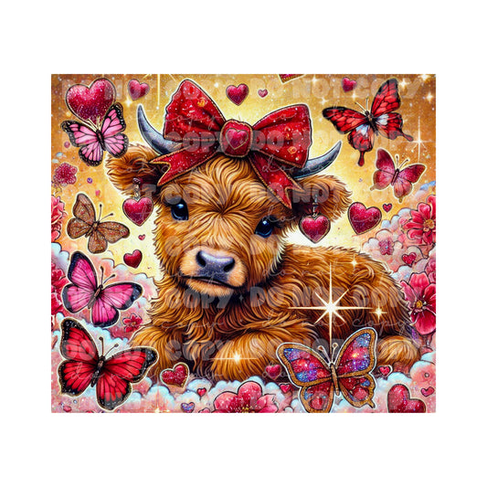 Valentine Highland Cow Tumbler Sublimation Transfer