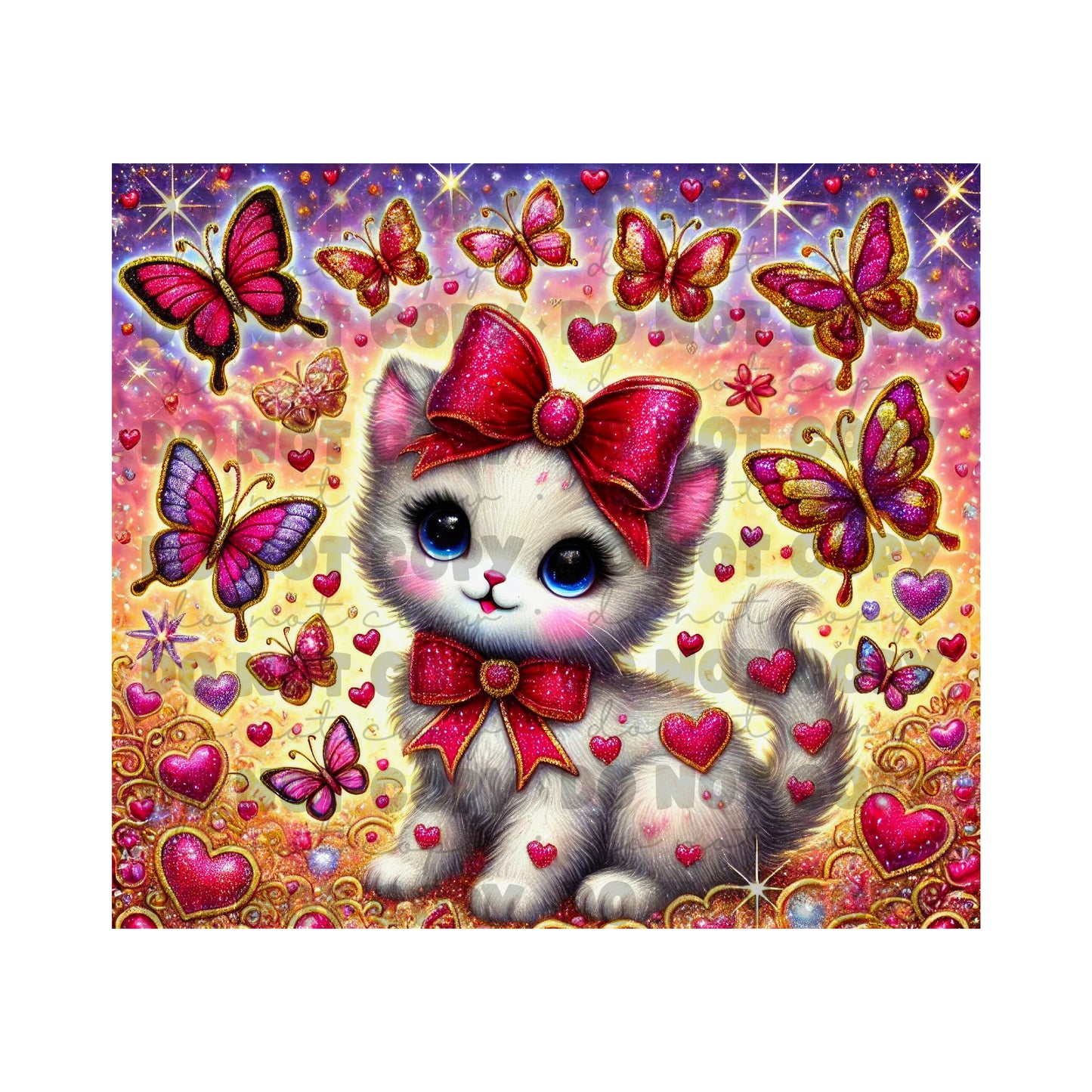 Valentine Kitten Tumbler Sublimation Transfer