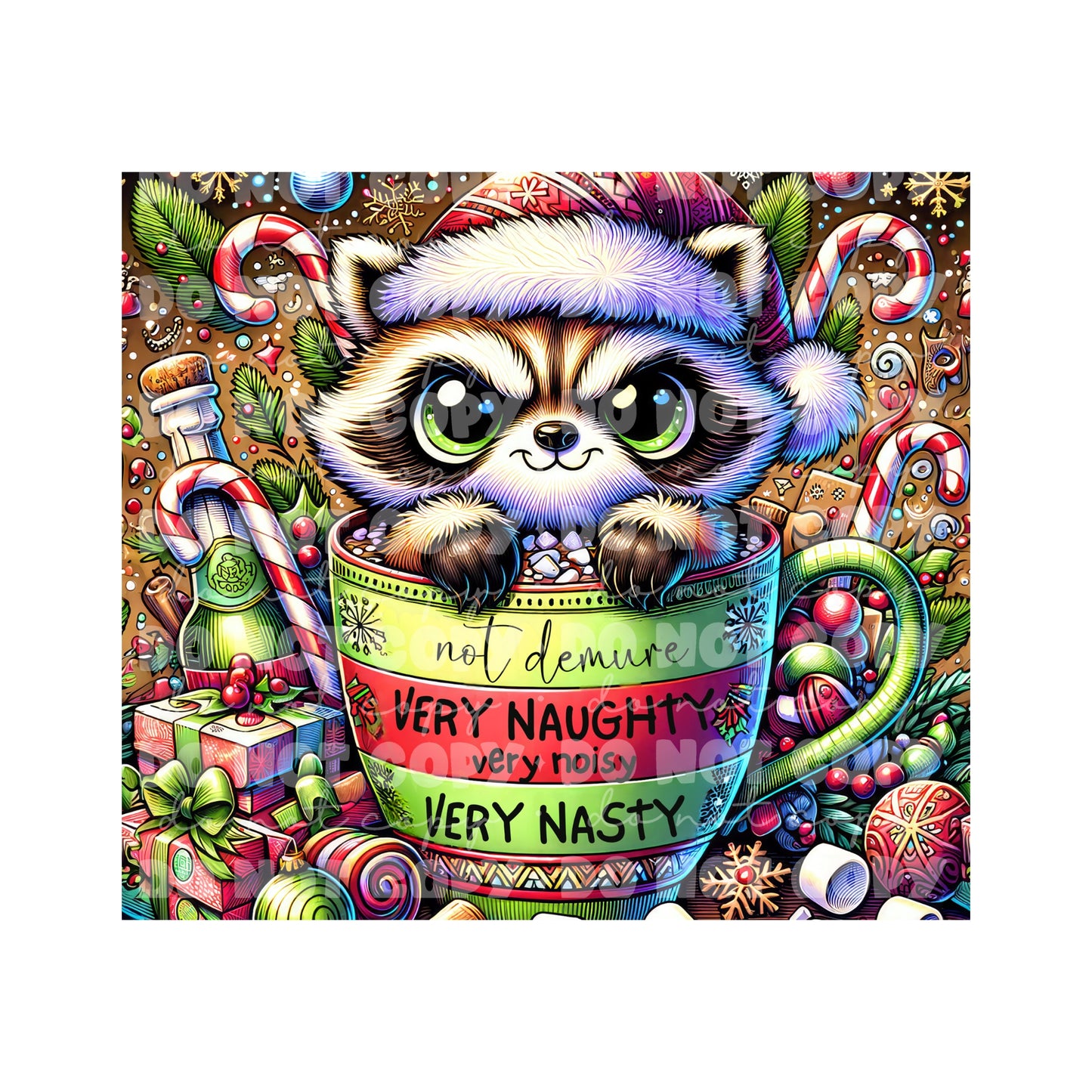 Very Naughty Raccoon Tumbler Sublimation Transfer