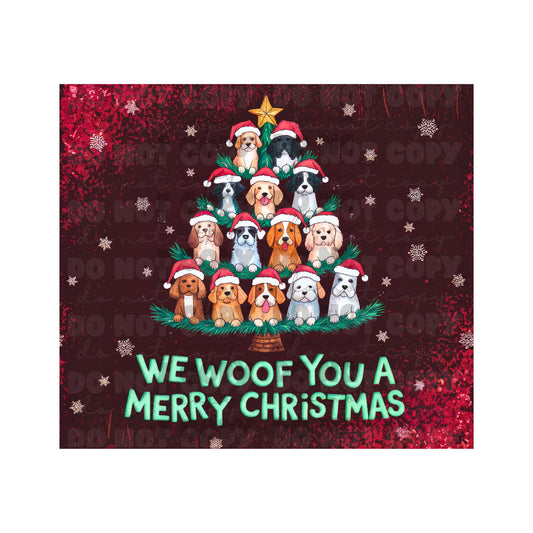 Woof Christmas Tumbler Sublimation Transfer