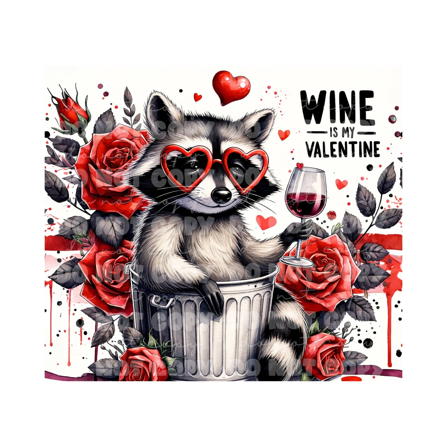 Wine Is My Valentine Tumbler Sublimation Transfer