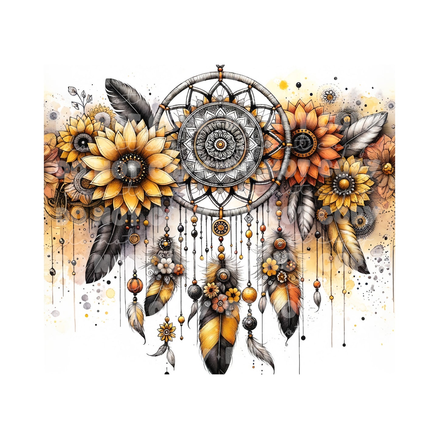 Yellow Dreamcatcher Tumbler Sublimation Transfer