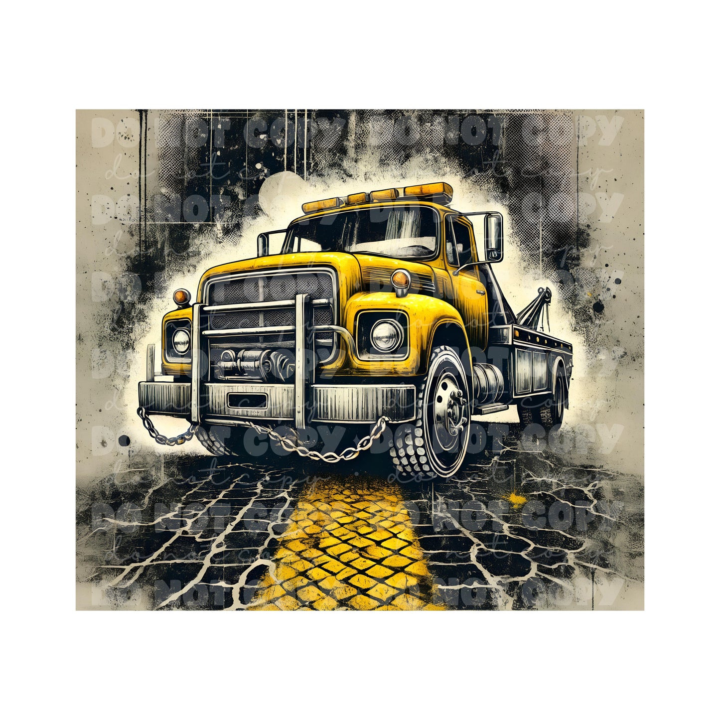 Yellow Tow Truck Tumbler Sublimation Transfer