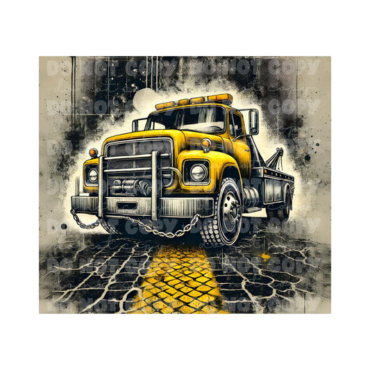 Yellow Tow Truck Tumbler Sublimation Transfer