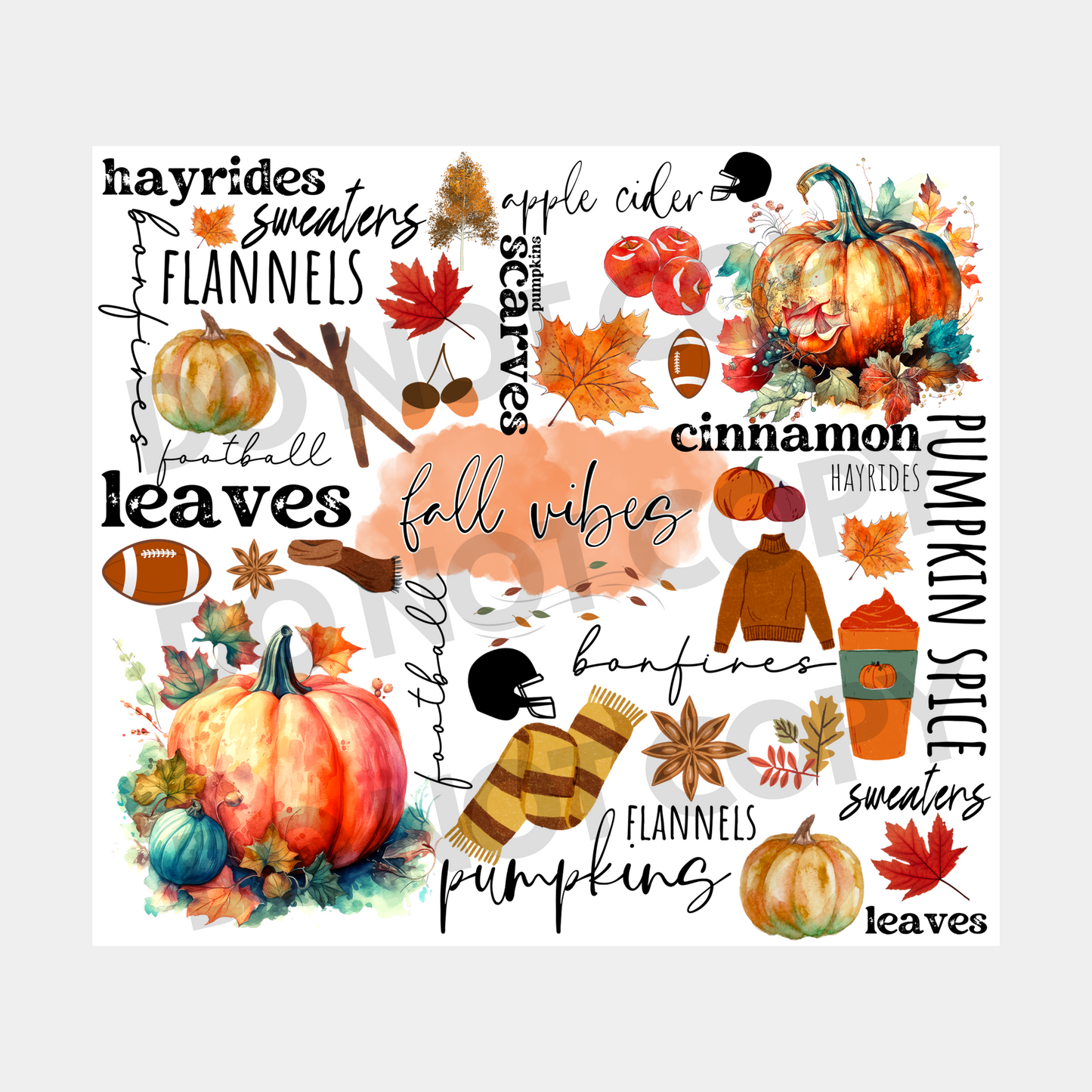 Autumn Pumpkin Sublimation Tumbler Transfer