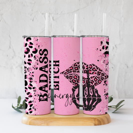 Pink Badass Energy Tumbler