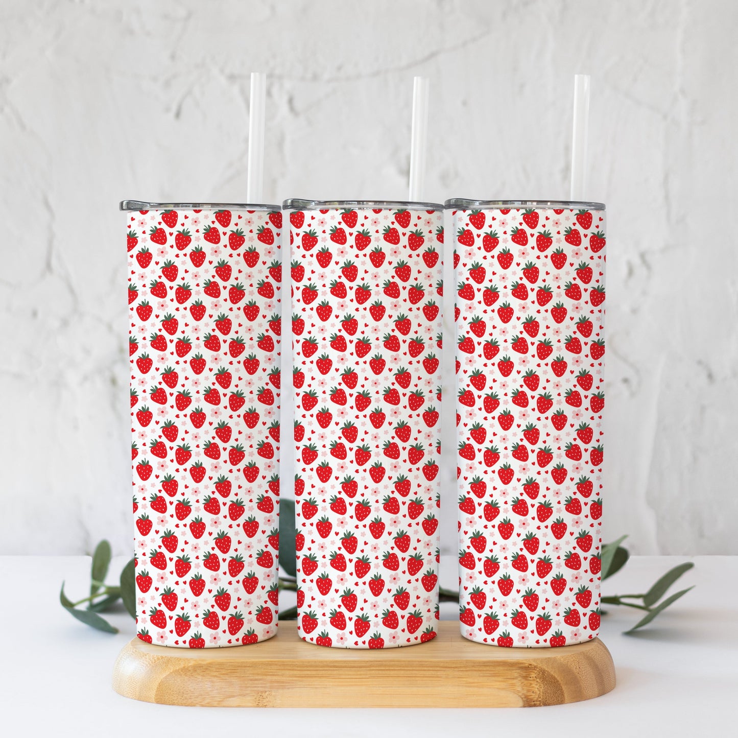 Strawberry Daisy Hearts Tumbler