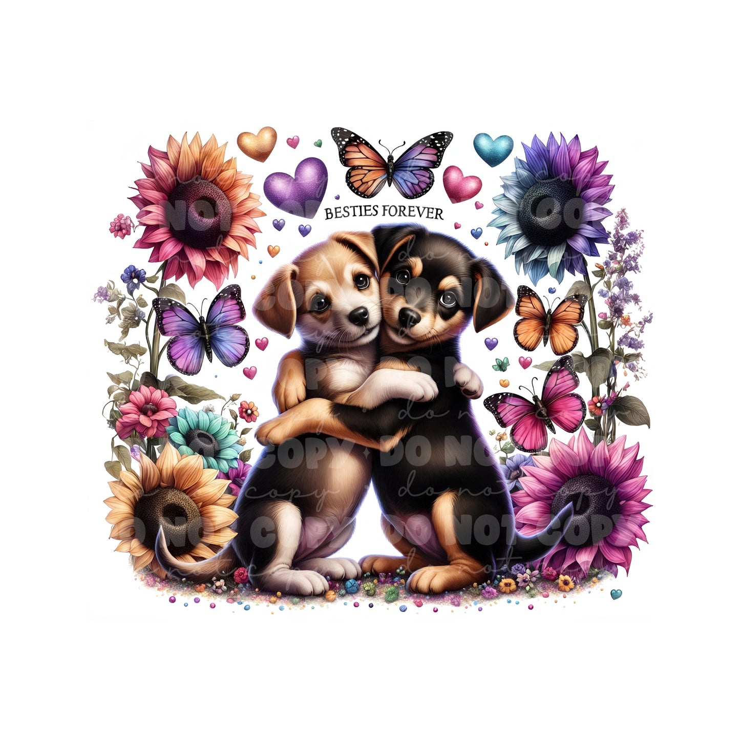 Besties Forever Puppies Tumbler Sublimation Transfer