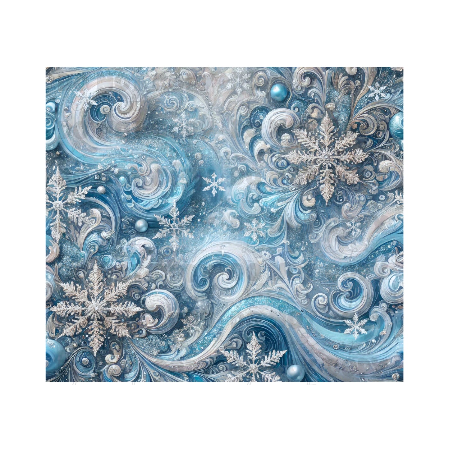 Blue Swirl Snowflakes Tumbler Sublimation Transfer