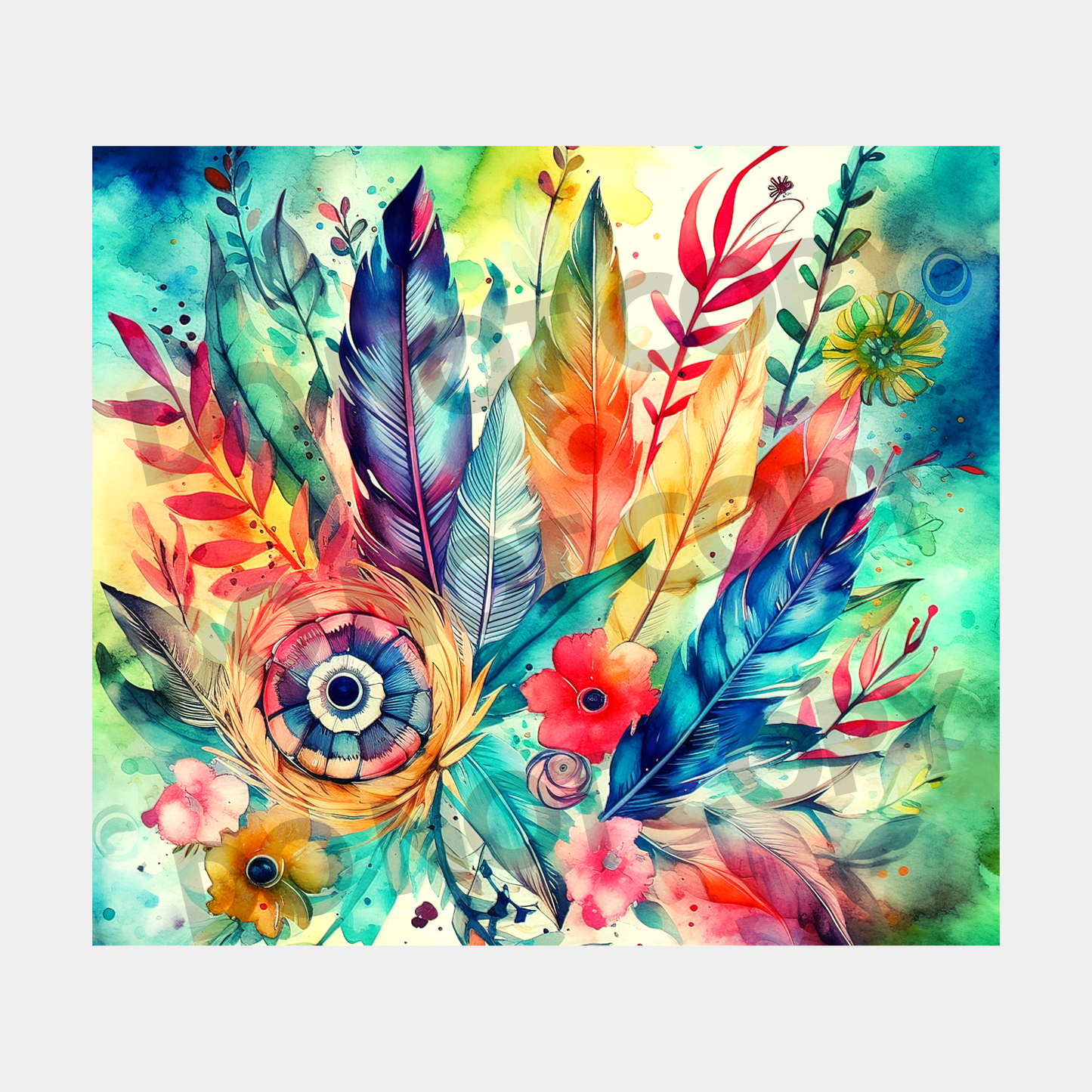 Boho Feathers Sublimation Tumbler Transfer