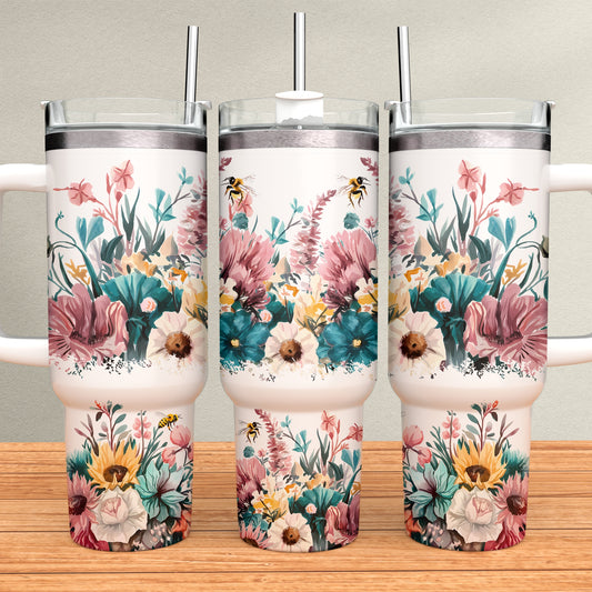 Boho Flowers 40oz Tumbler Sublimation Transfer ONLY