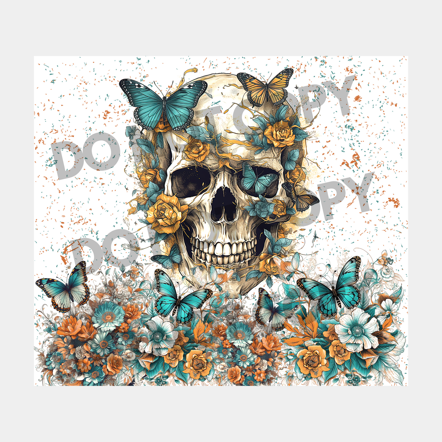 Butterflies Skull Tumbler Transfer