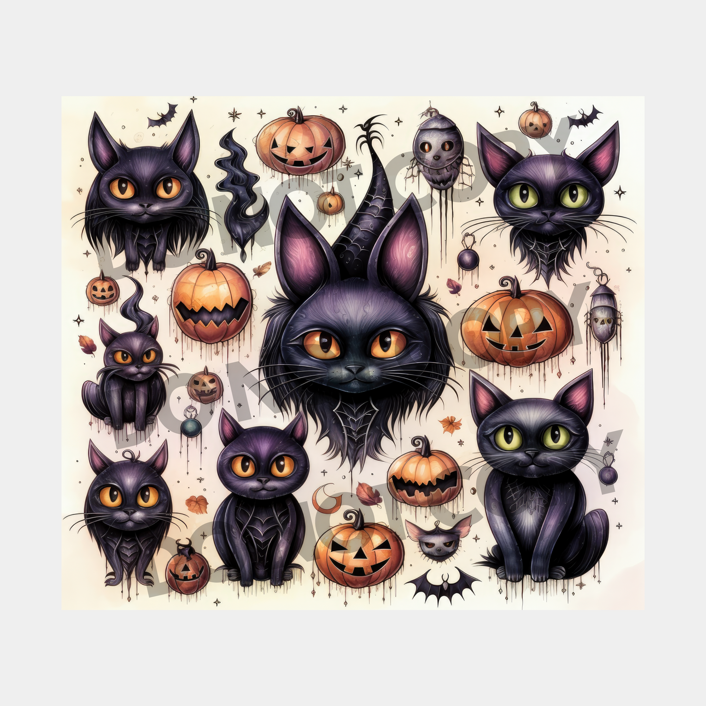 Cats Bats Pumpkin Jacks Tumbler Transfer