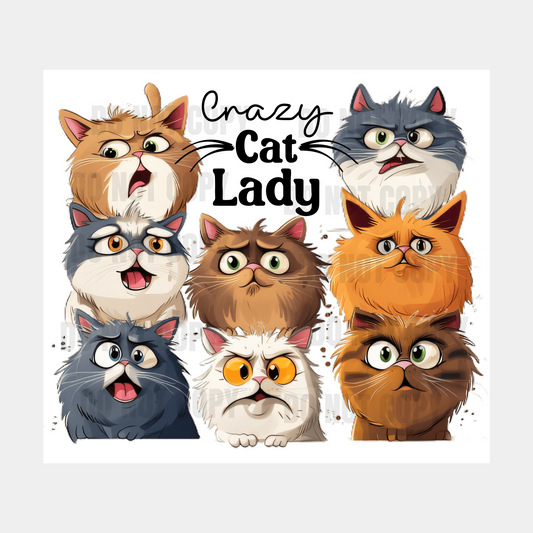 Crazy Cat Lady Sublimation Tumbler Transfer