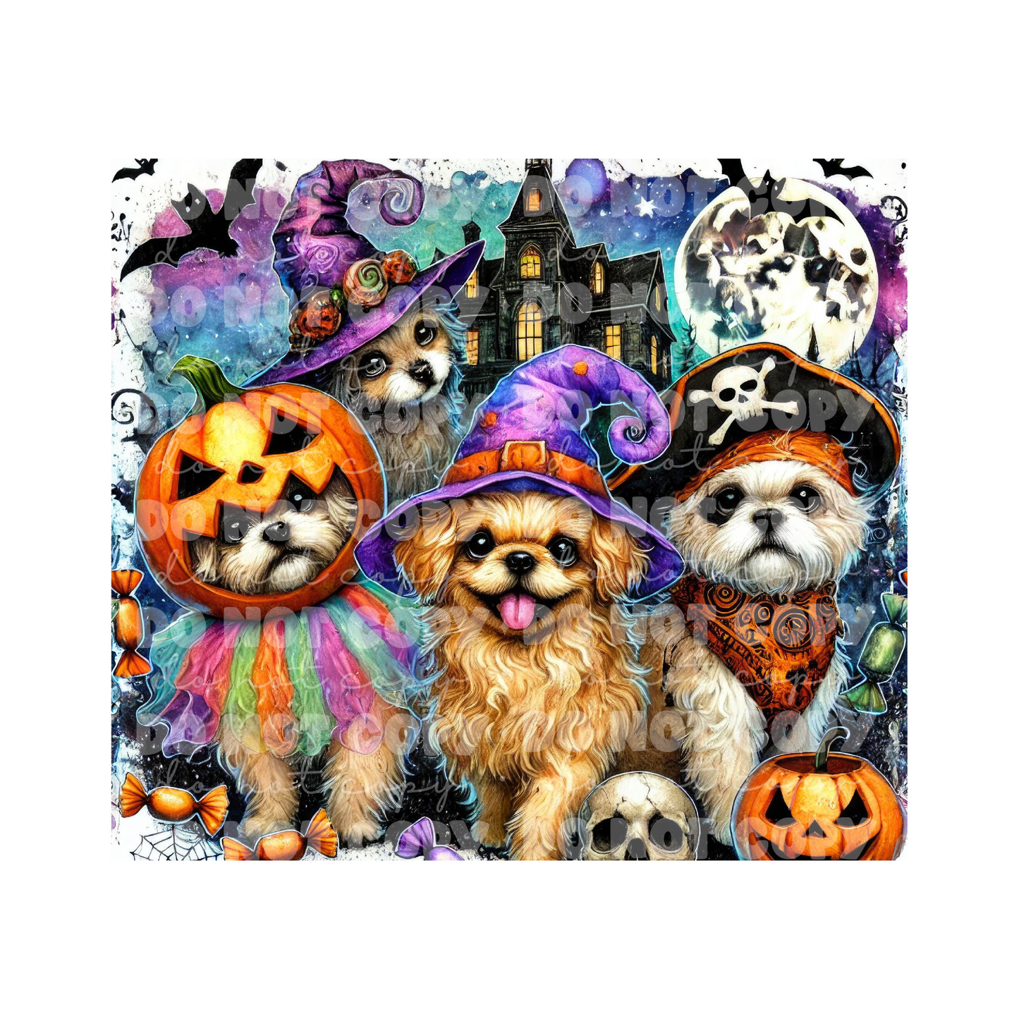 Dogs Halloween Sublimation Tumbler Transfer