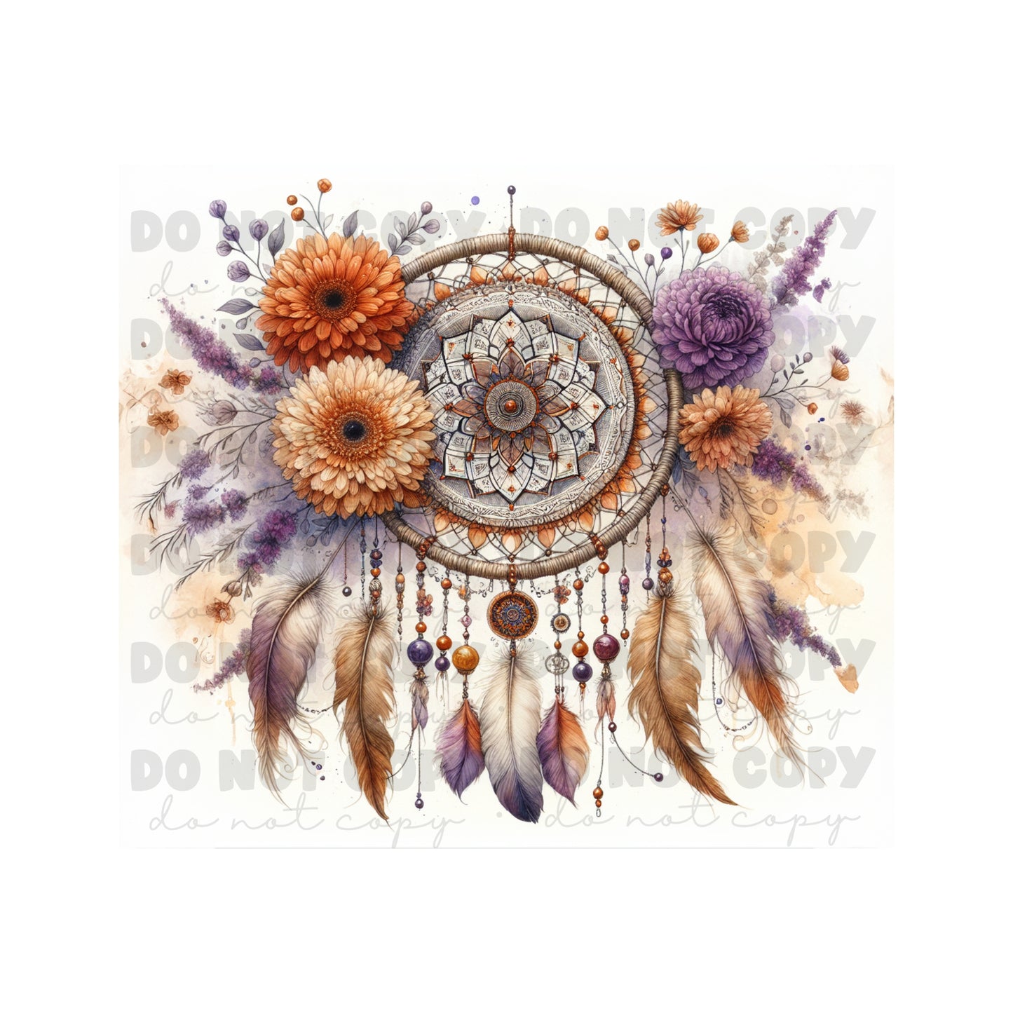 Floral Dreamcatcher Tumbler Sublimation Transfer