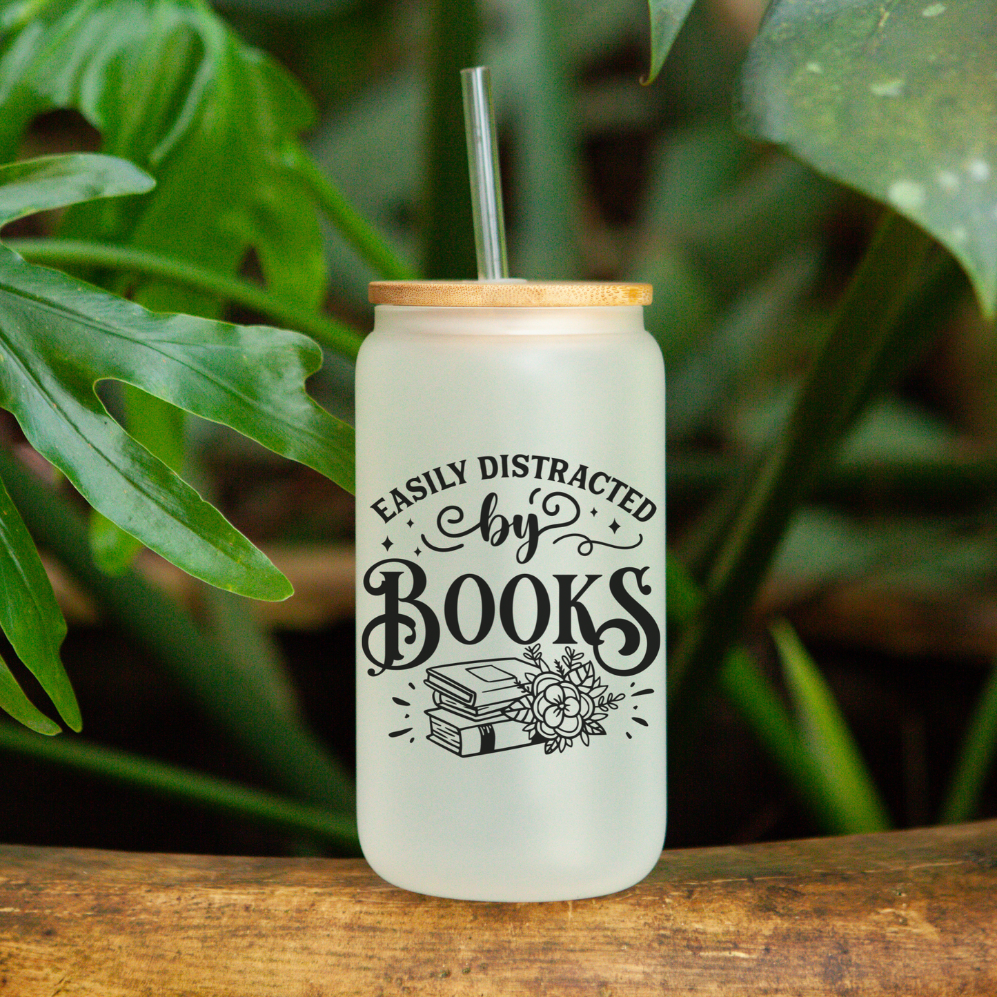 Easily Distracted By Books Glass Cup