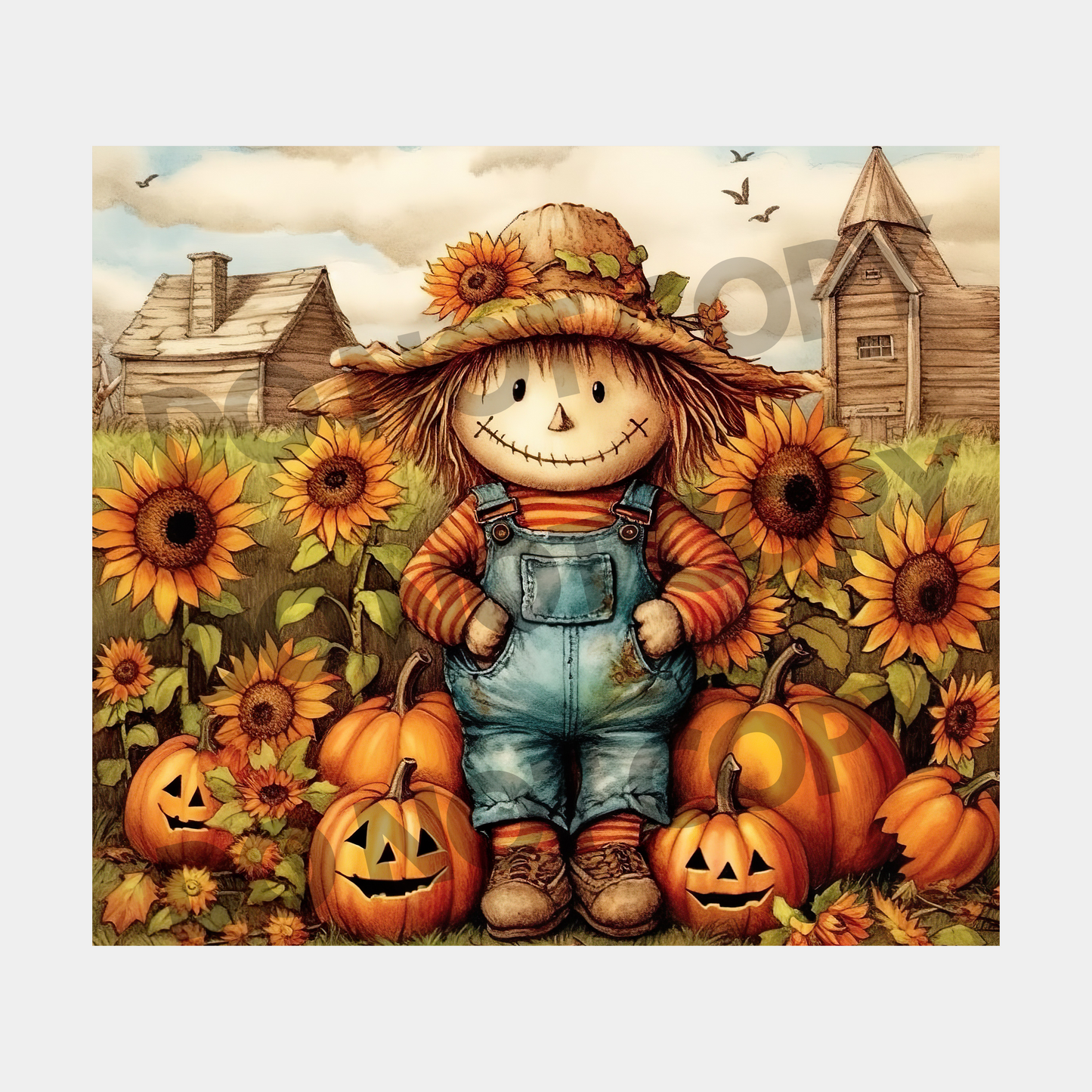 Fall Scarecrow Sublimation Tumbler Transfer