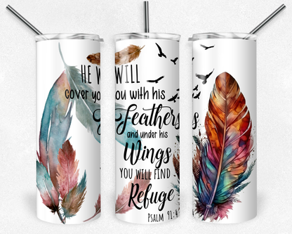 Psalm 91:4 Sublimation Tumbler Transfer