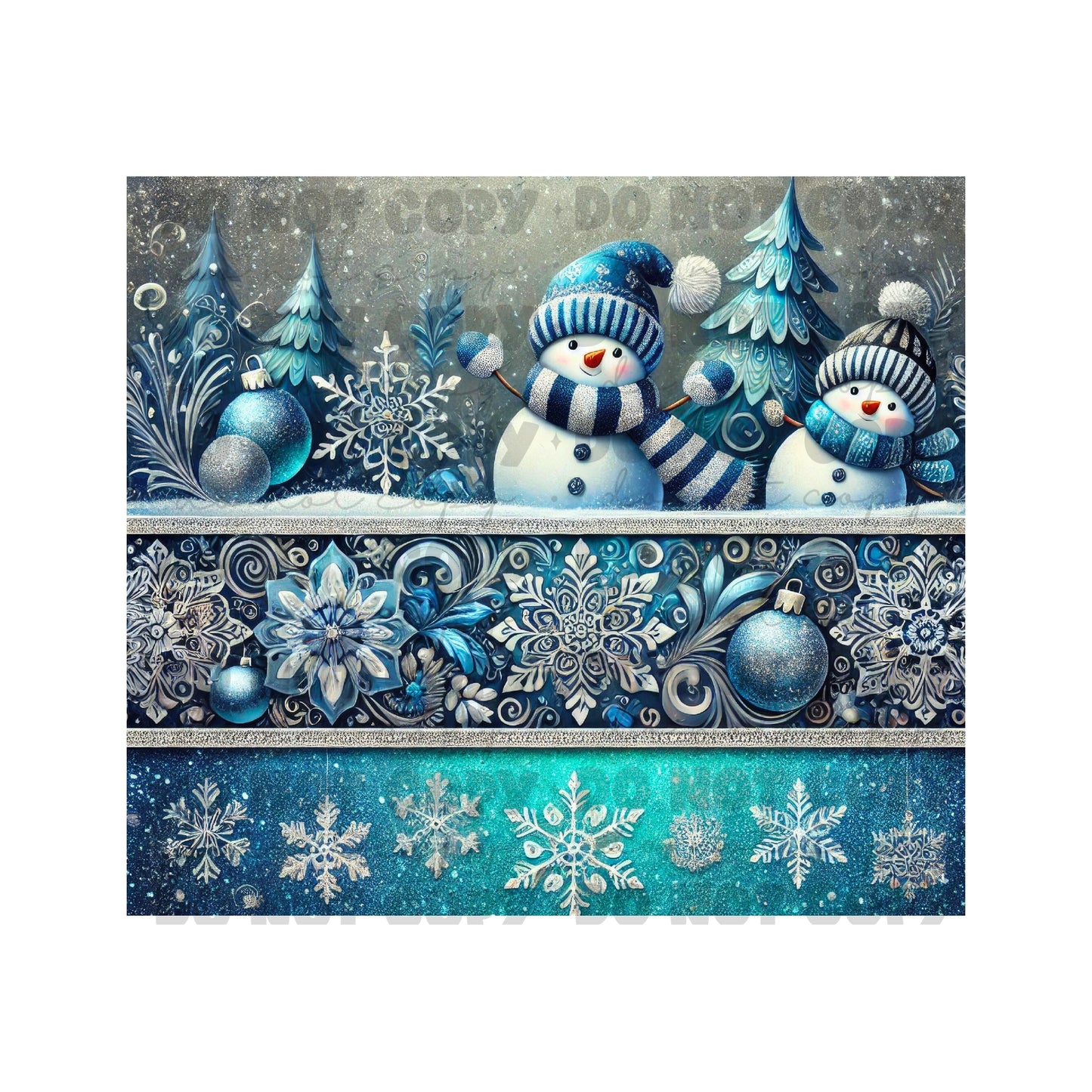 Glitter Snowmen Sublimation Tumbler Transfer